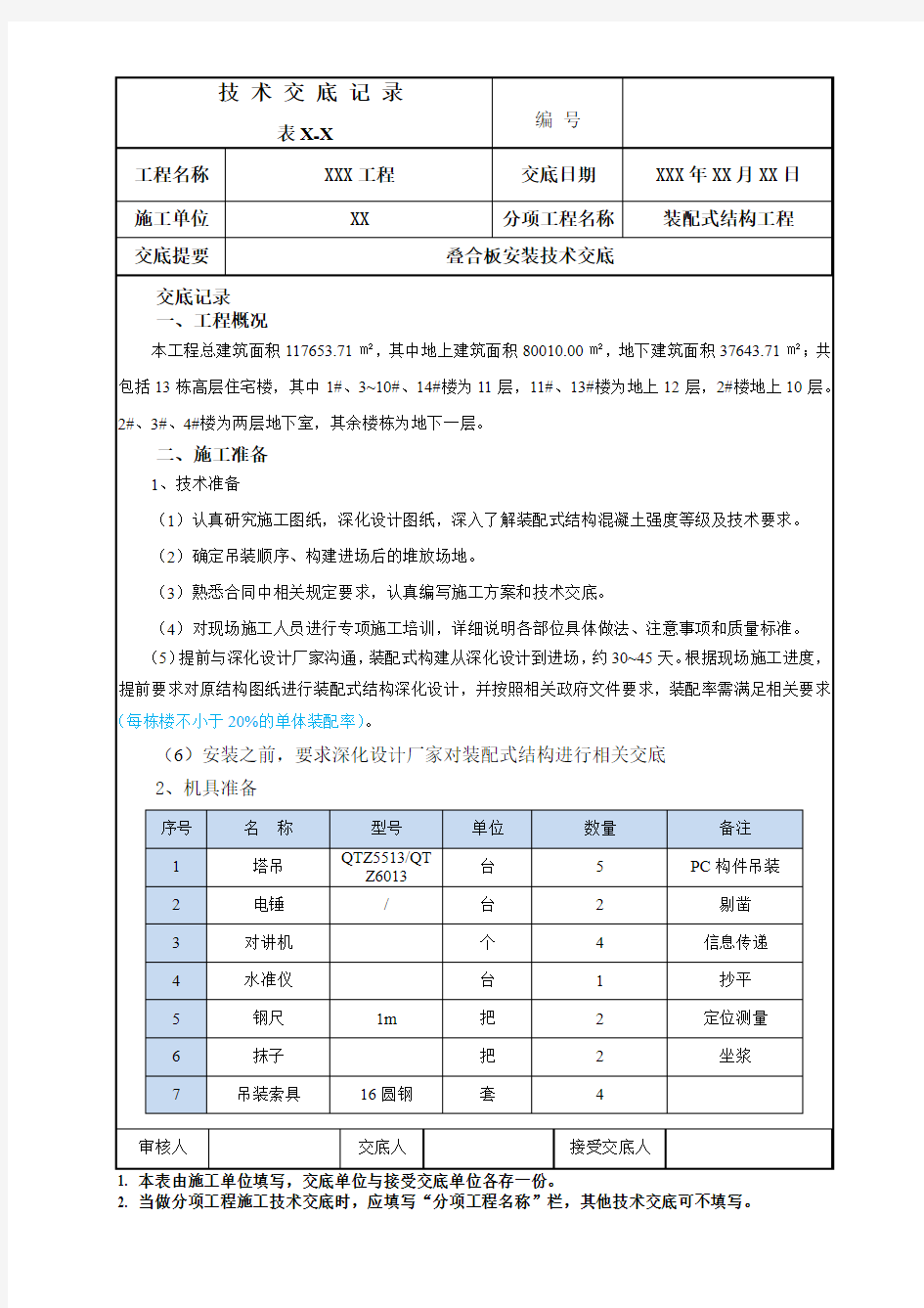 叠合板安装施工技术交底 (1)