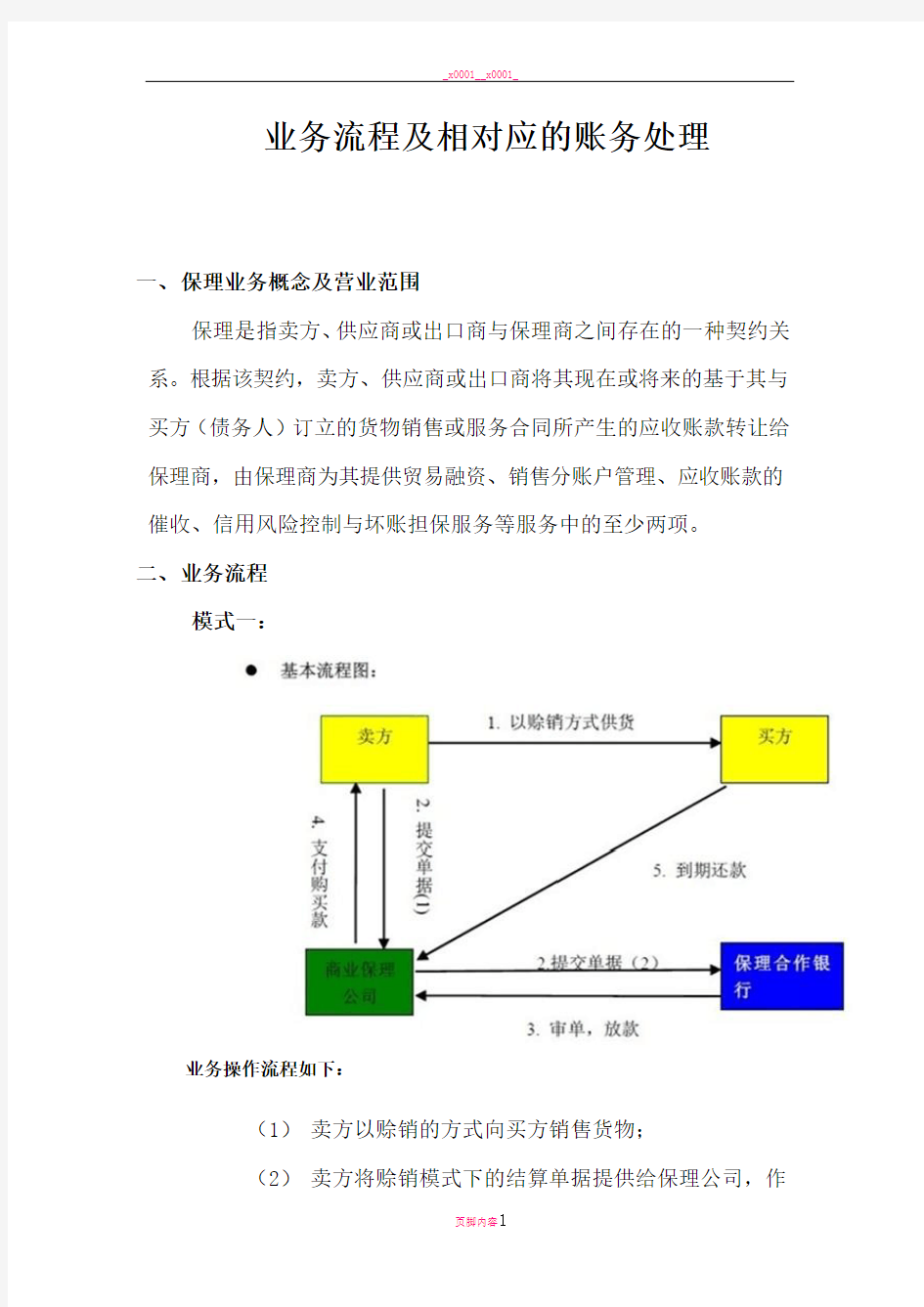 商业保理公司业务流程及账务处理