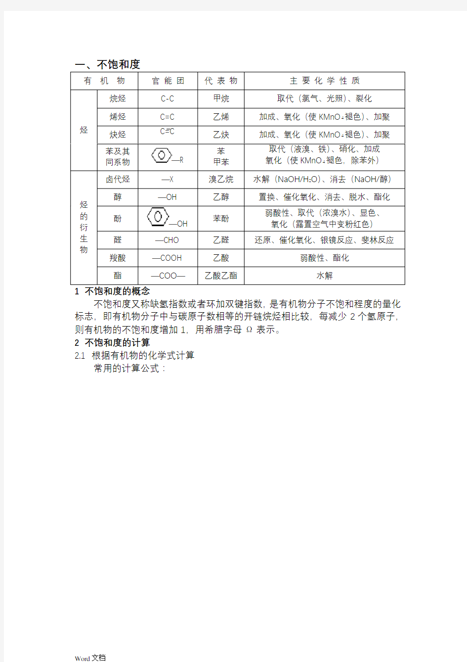 不饱和度和推断题眼