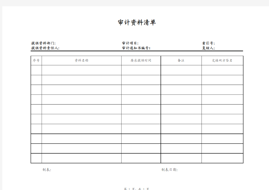 审计资料清单(模板)