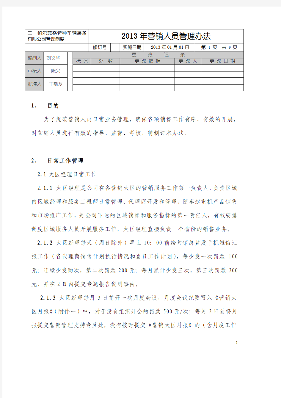 营销人员考核管理办法