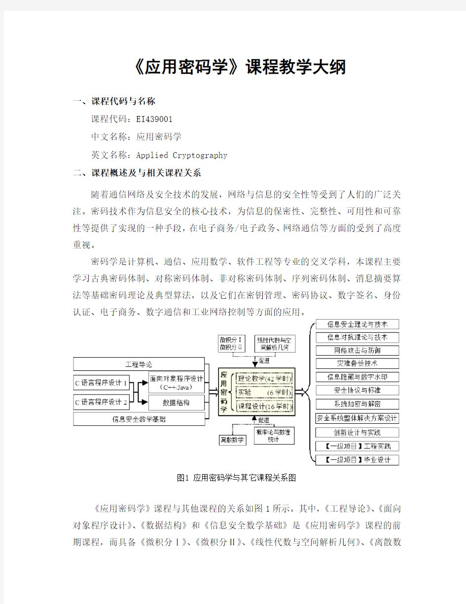 应用密码学课程教学大纲