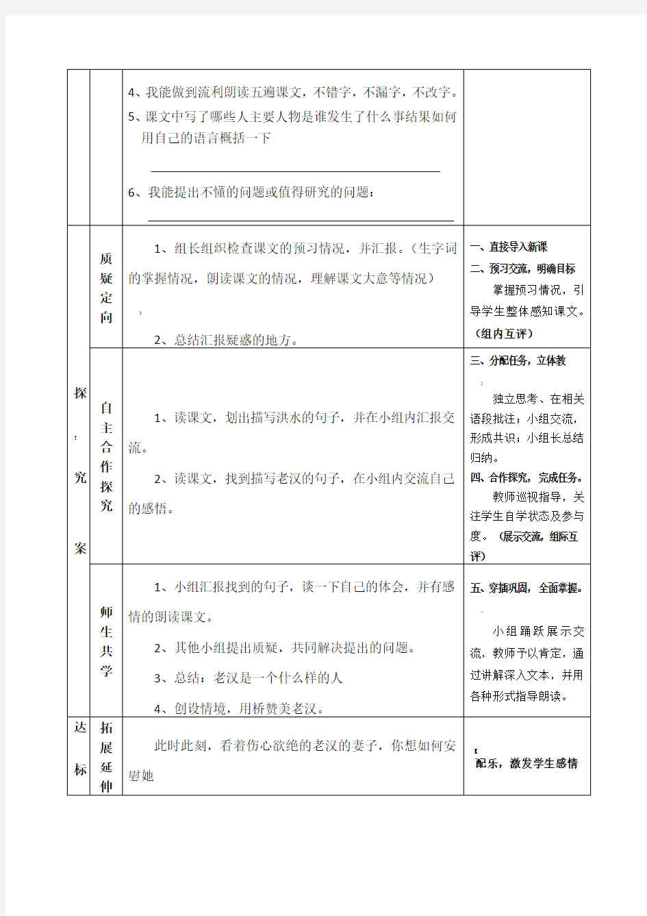 小学语文导学案模板