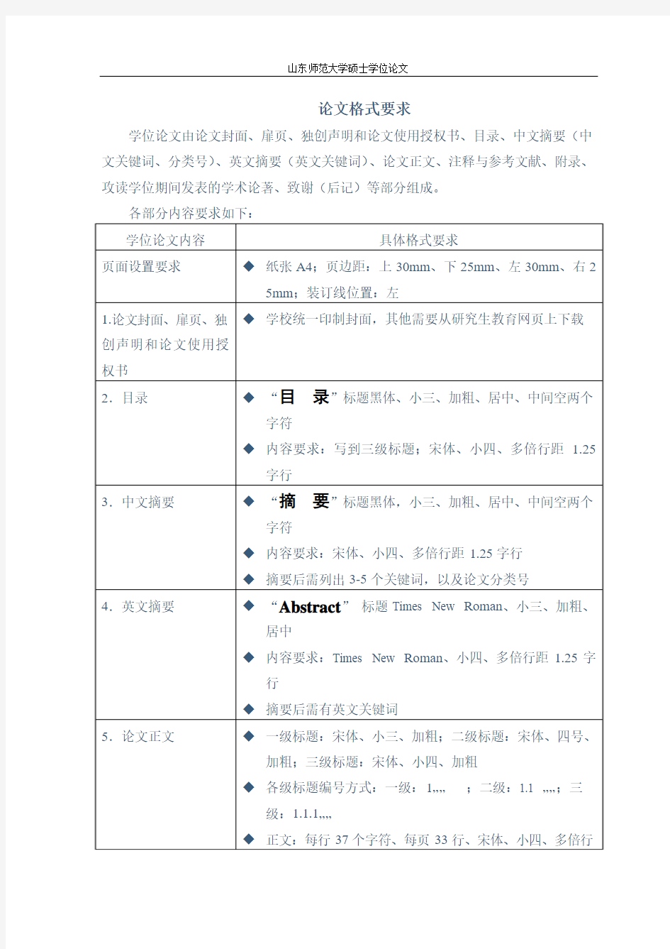 学位论文基本格式要求