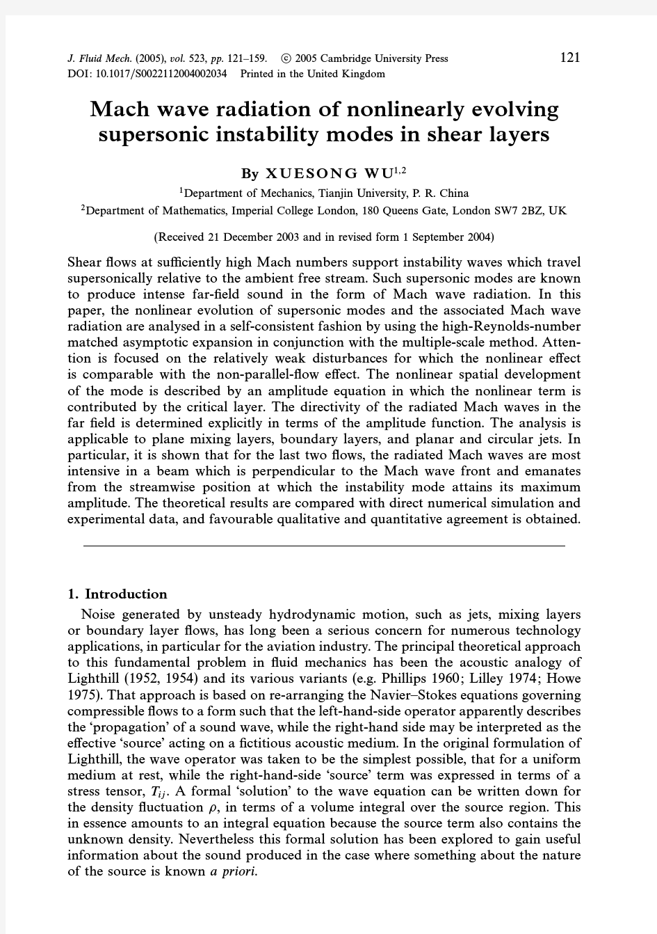 Mach wave radiation of nonlinearly evolving supersonic instability modes in shera layers