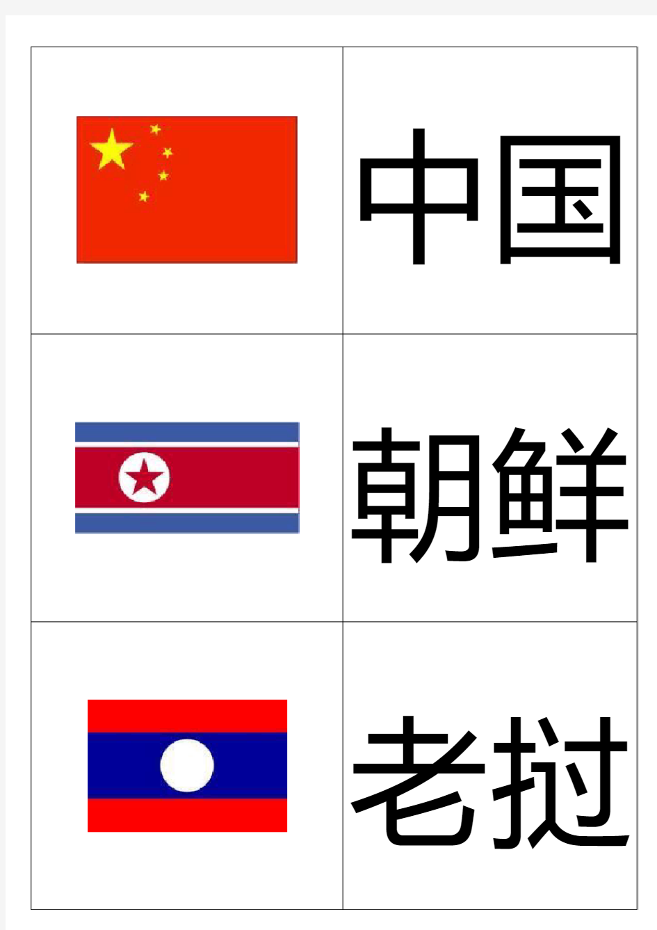 幼儿识字卡片配图：世界各国国旗类