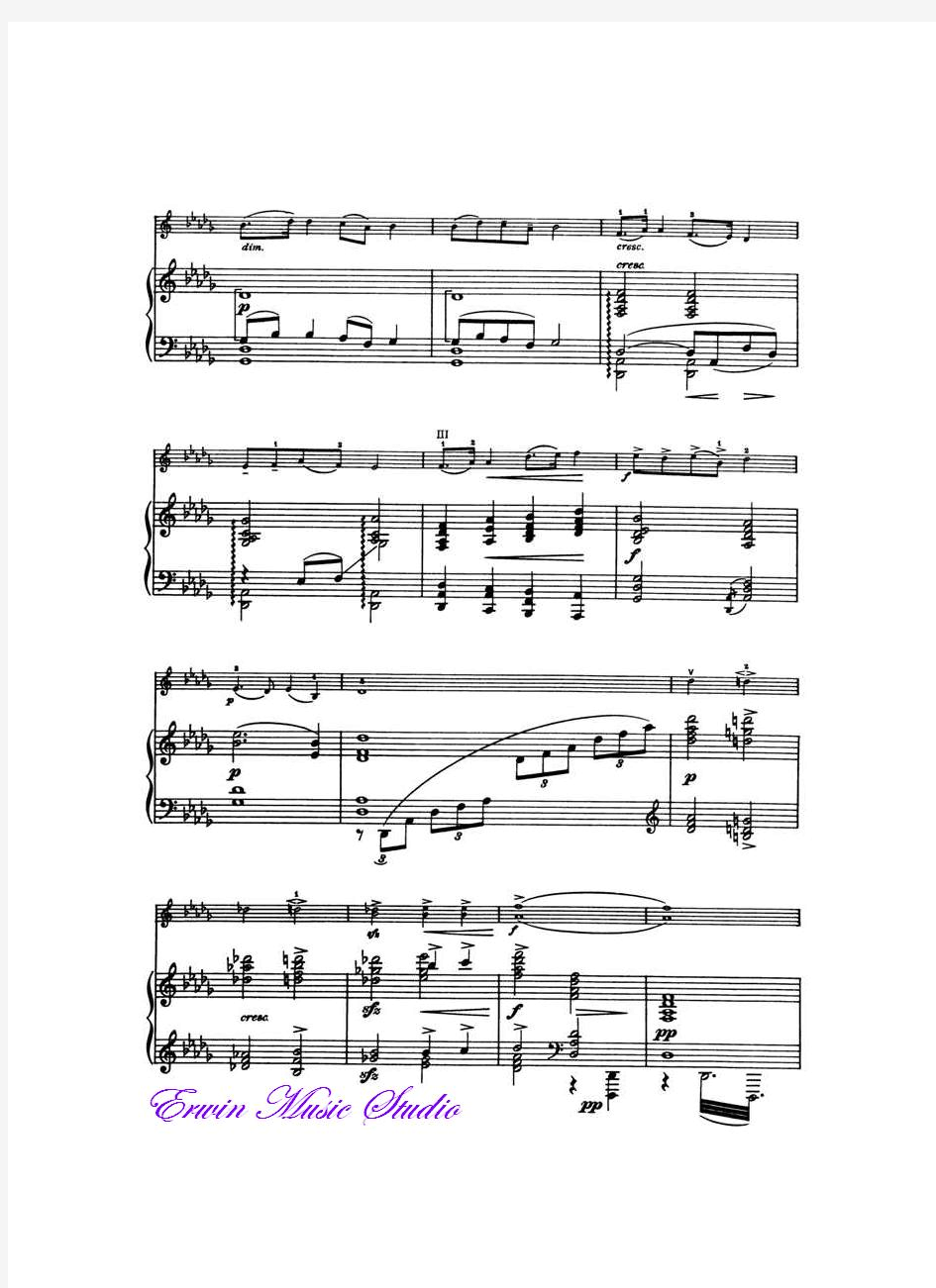 德沃夏克《黑人灵歌》(选自“新大陆交响曲”)小提琴曲谱+钢琴伴奏曲谱