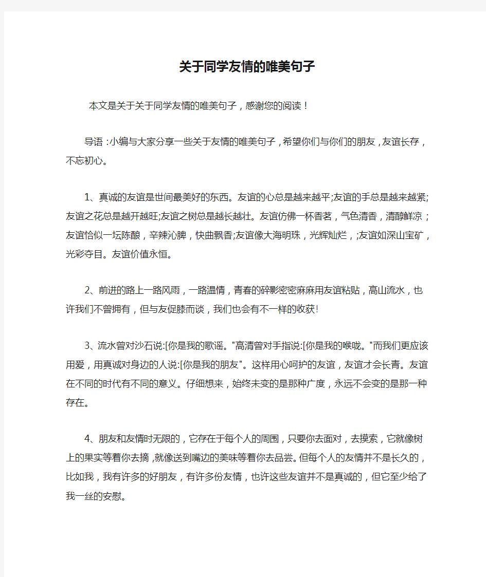 关于同学友情的唯美句子