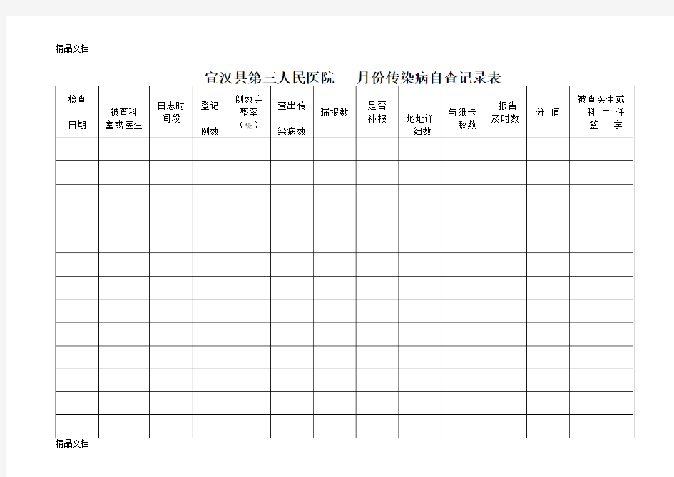 最新xxx医院传染病自查记录表