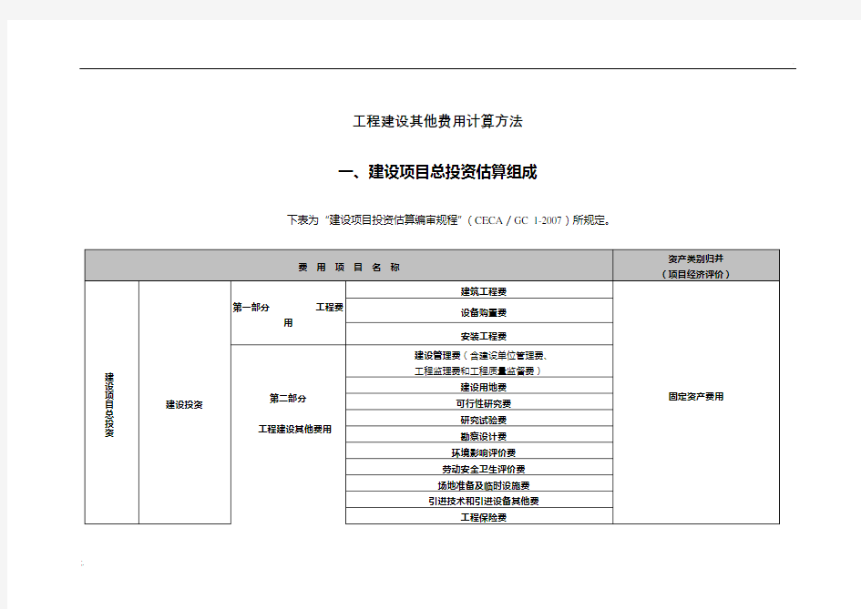 工程建设其他费用计算方法