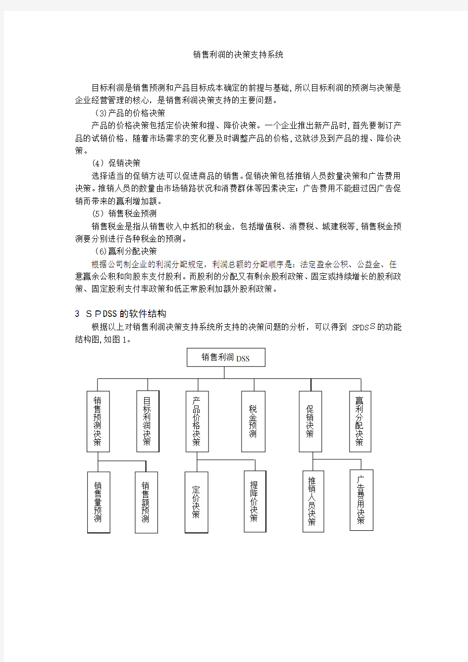 销售利润的决策支持系统