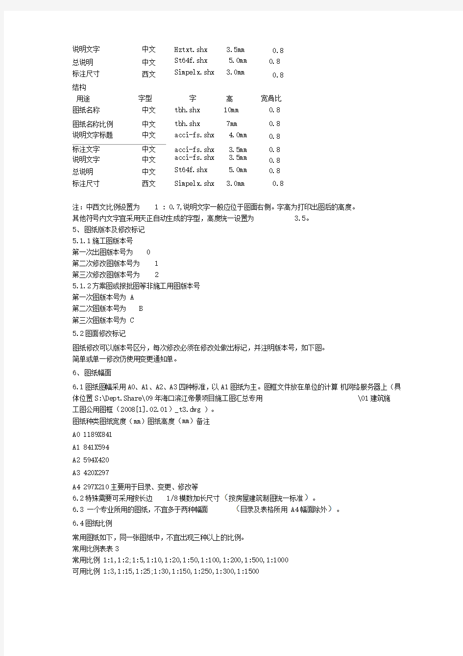 cad绘图标准及出图规范