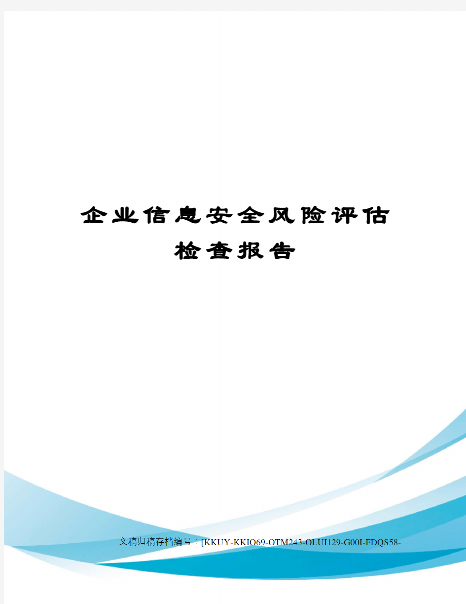 企业信息安全风险评估检查报告