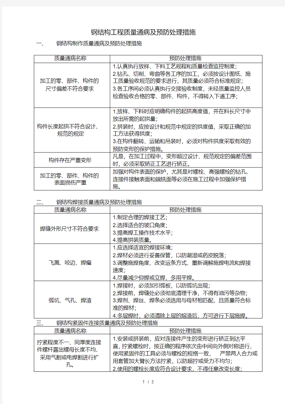 钢结构工程质量通病及预防处理措施