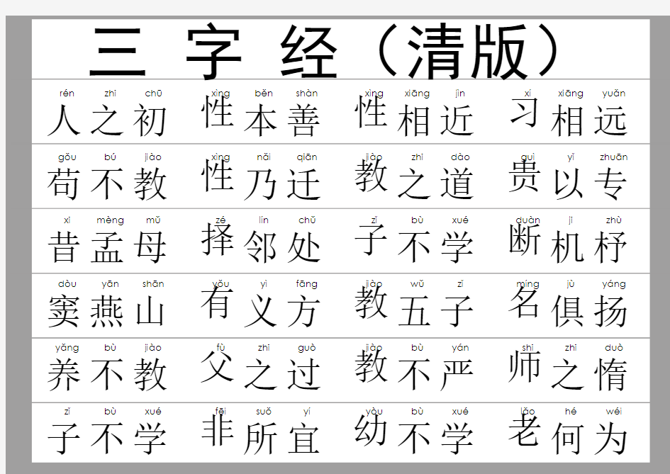 三字经(清版.注音版)