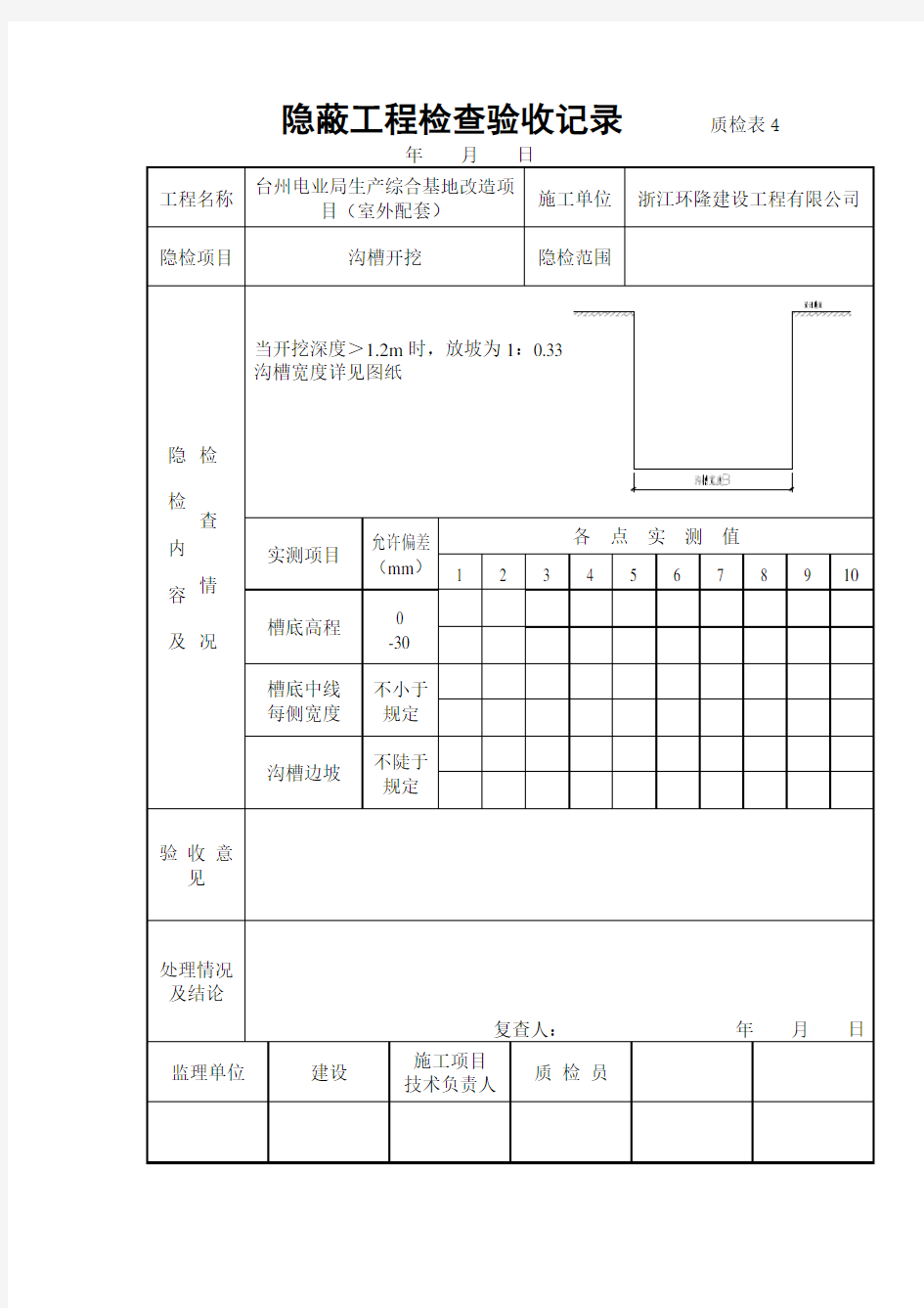 管道隐蔽工程检查验收记录