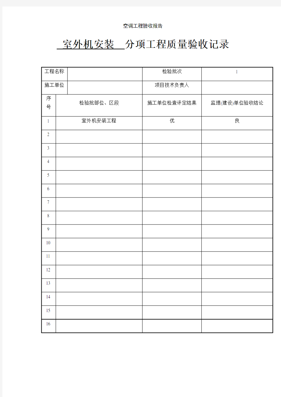 空调工程验收报告