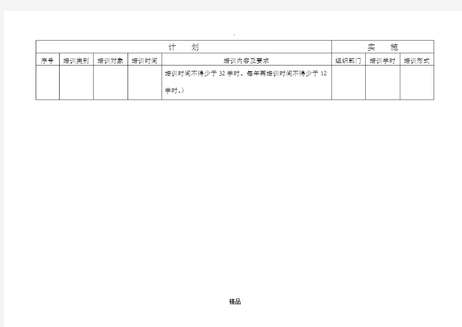 年度安全生产培训计划表