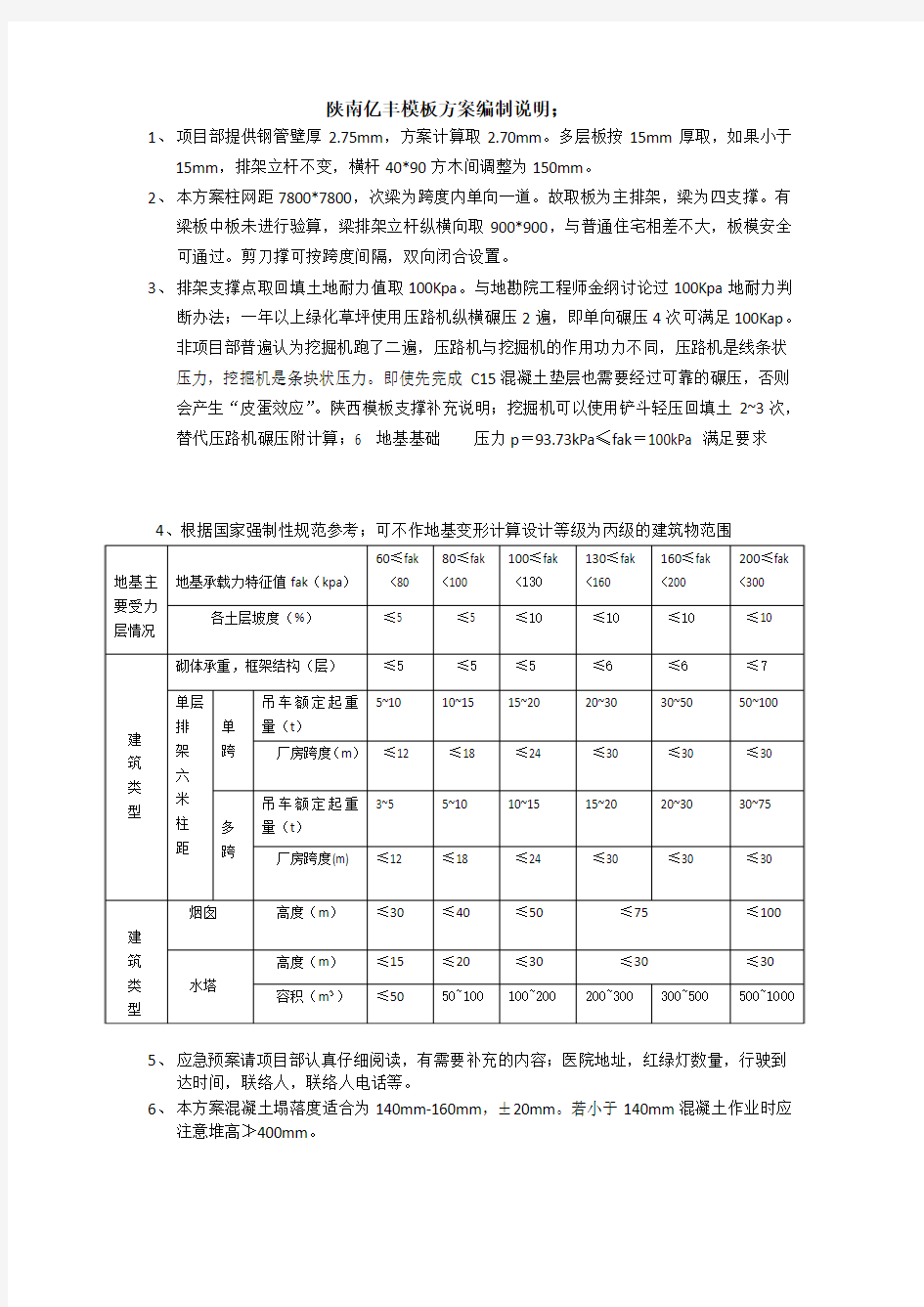 模板方案编制说明