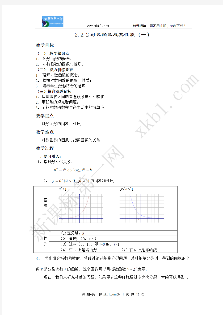 对数函数及其性质