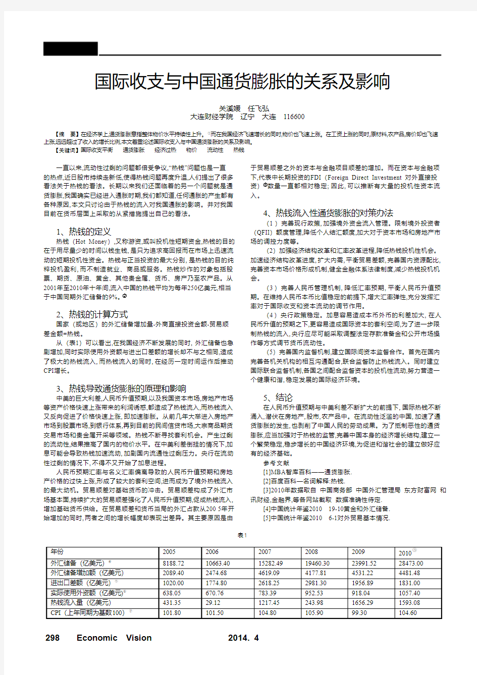 国际收支与中国通货膨胀的关系及影响