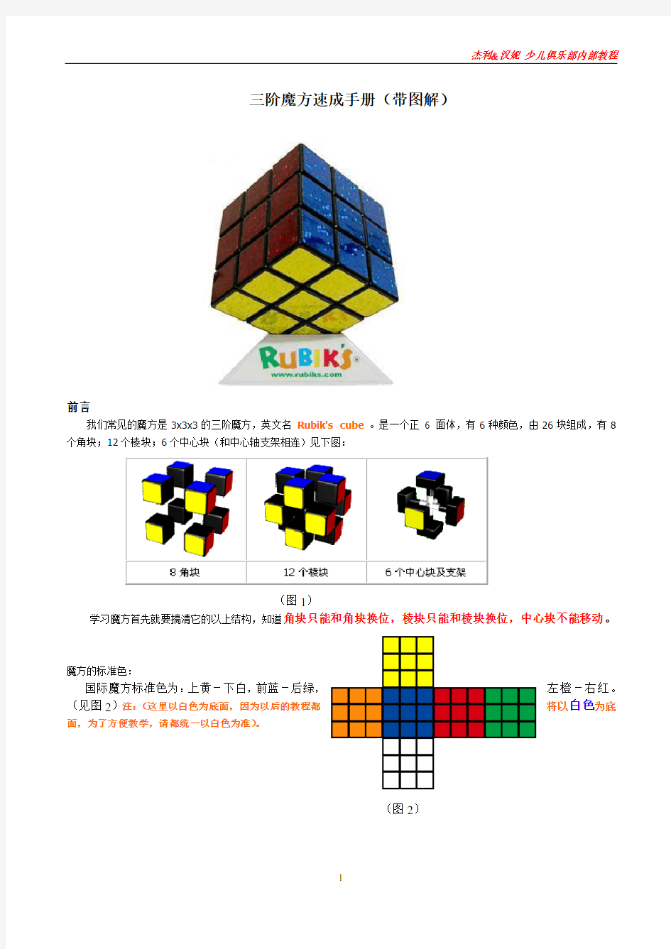 三阶魔方30天速成手册(带图解)