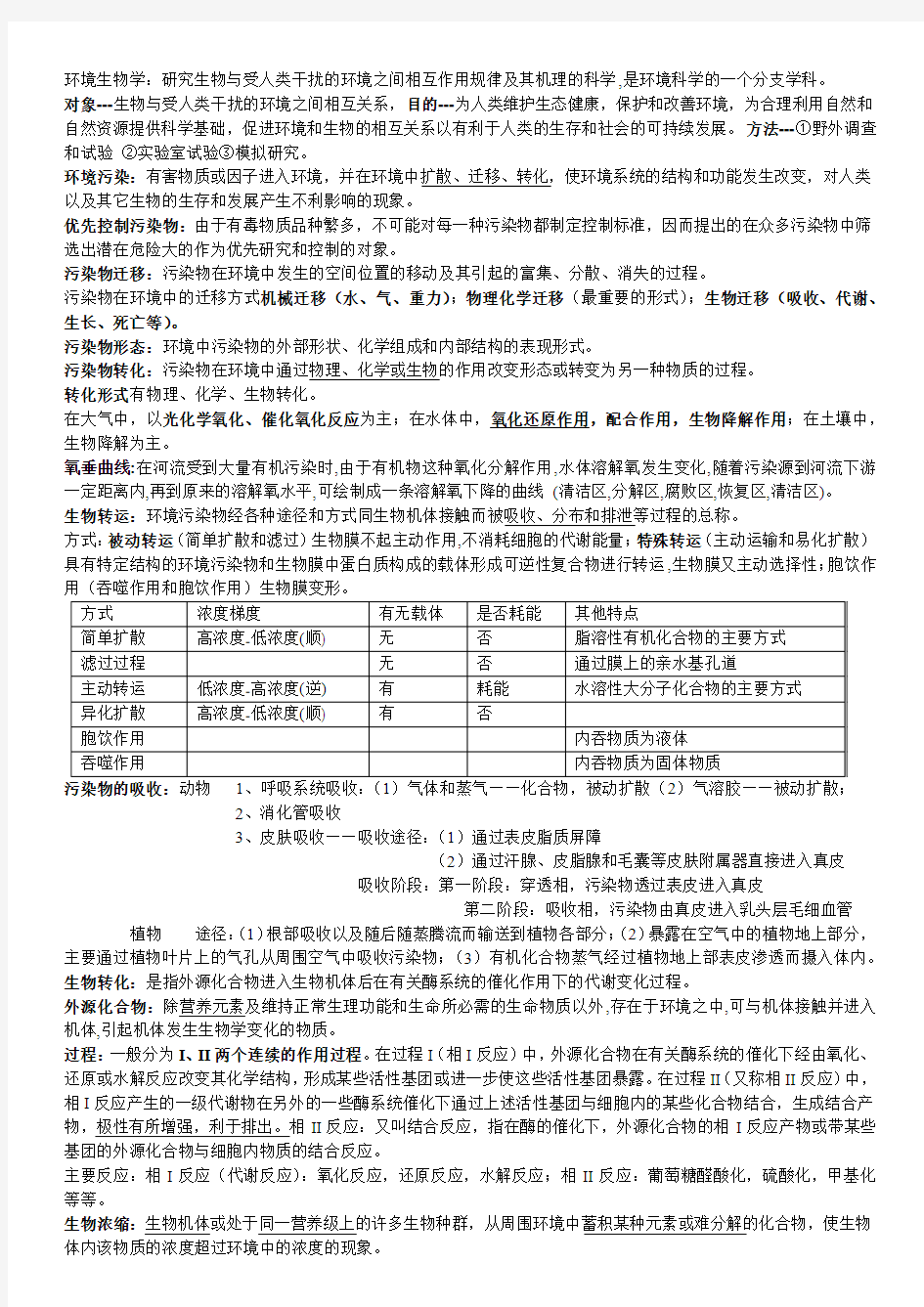 《环境生物学》(孔繁翔版)总结