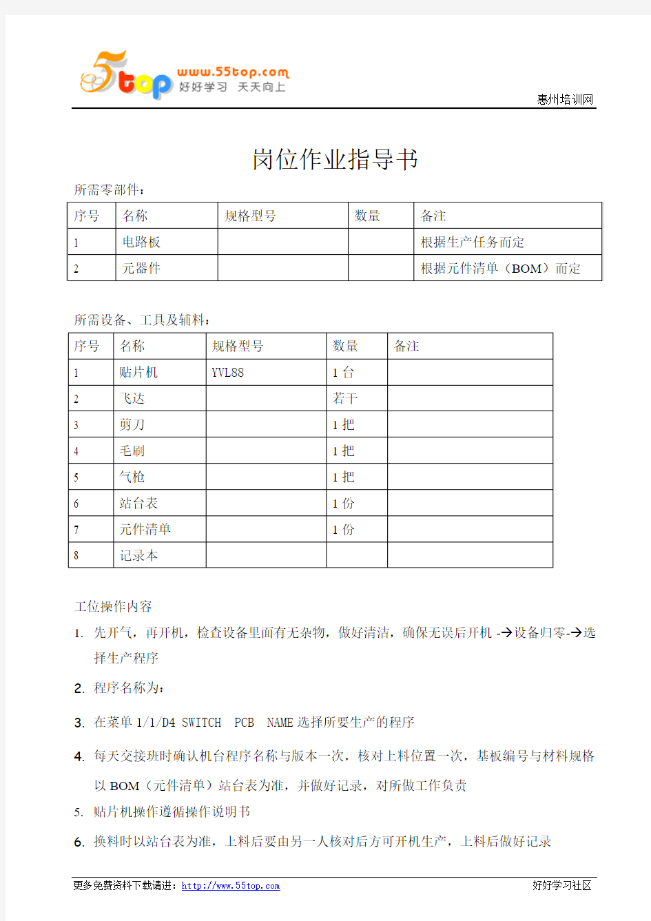 PCB岗位作业指导书范例