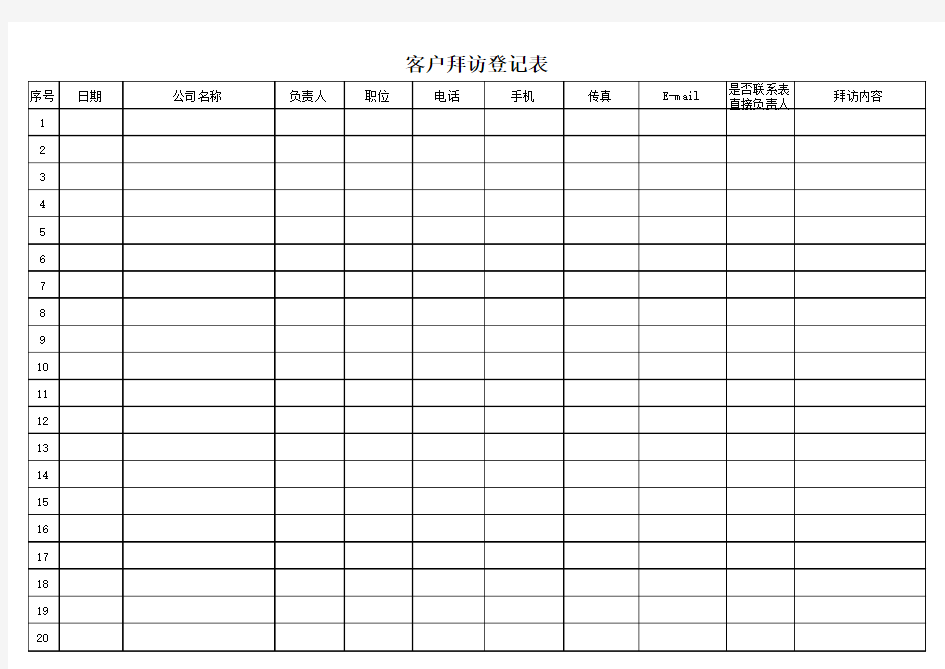 客户拜访登记表