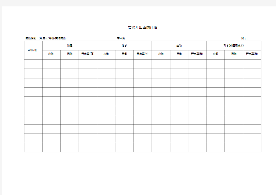 实验开出率统计表