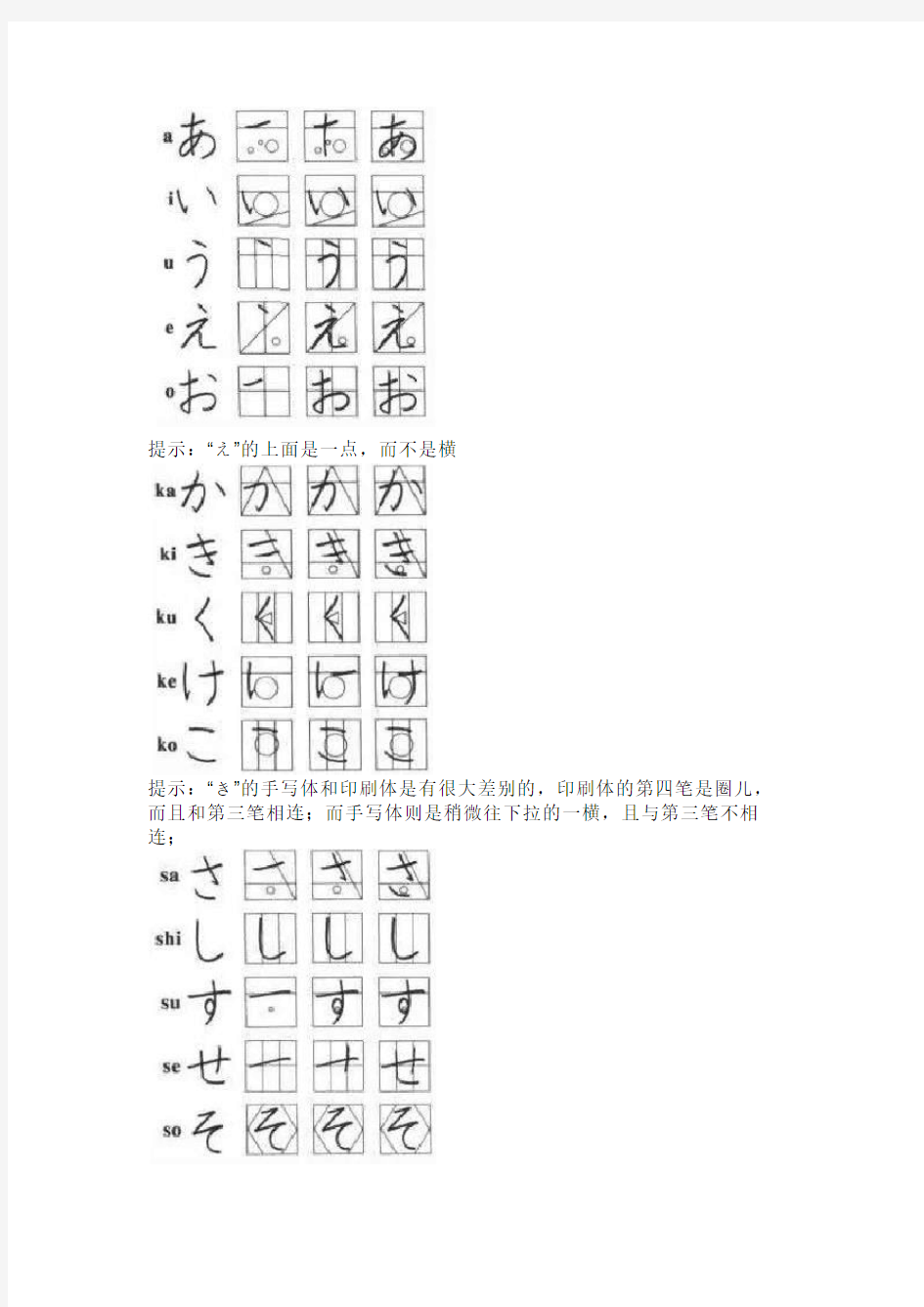 日语五十音图表写法图解