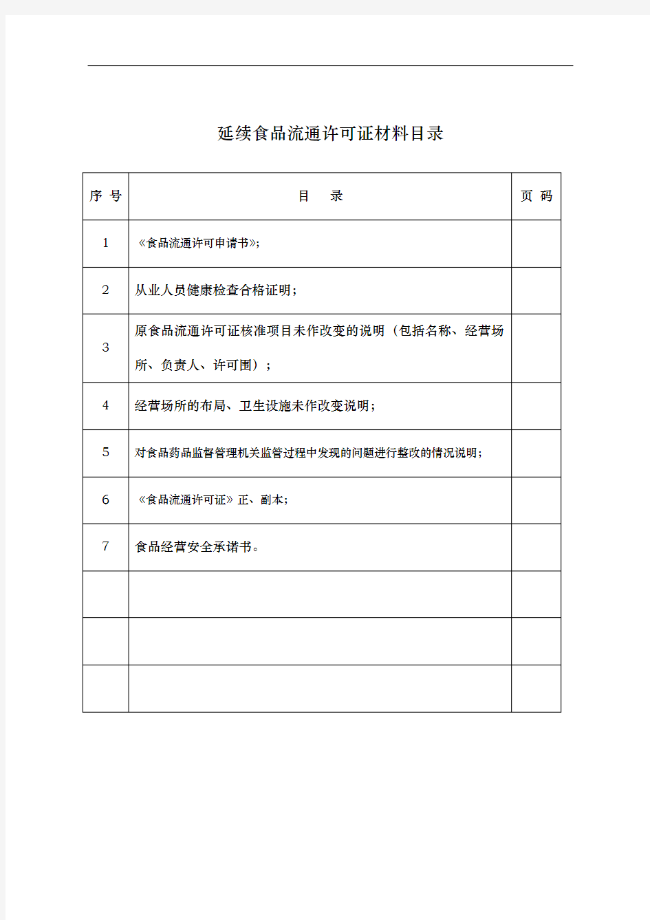 食品流通许可证延续申请书模板