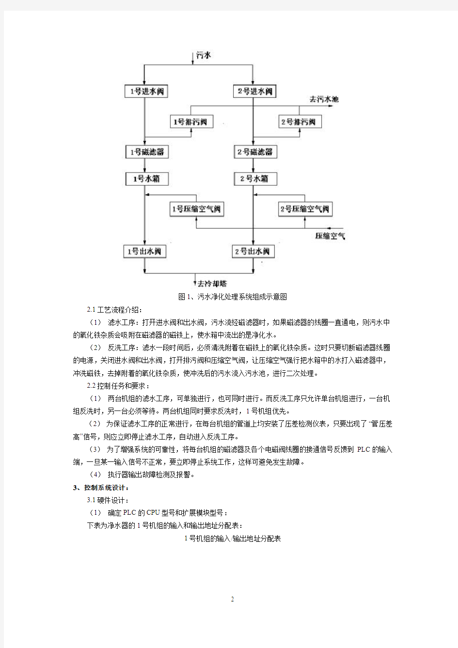 基于PLC的污水净化处理控制系统的设计