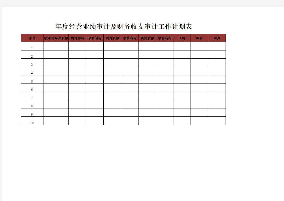年度经营业绩审计及财务收支审计工作计划表-模板
