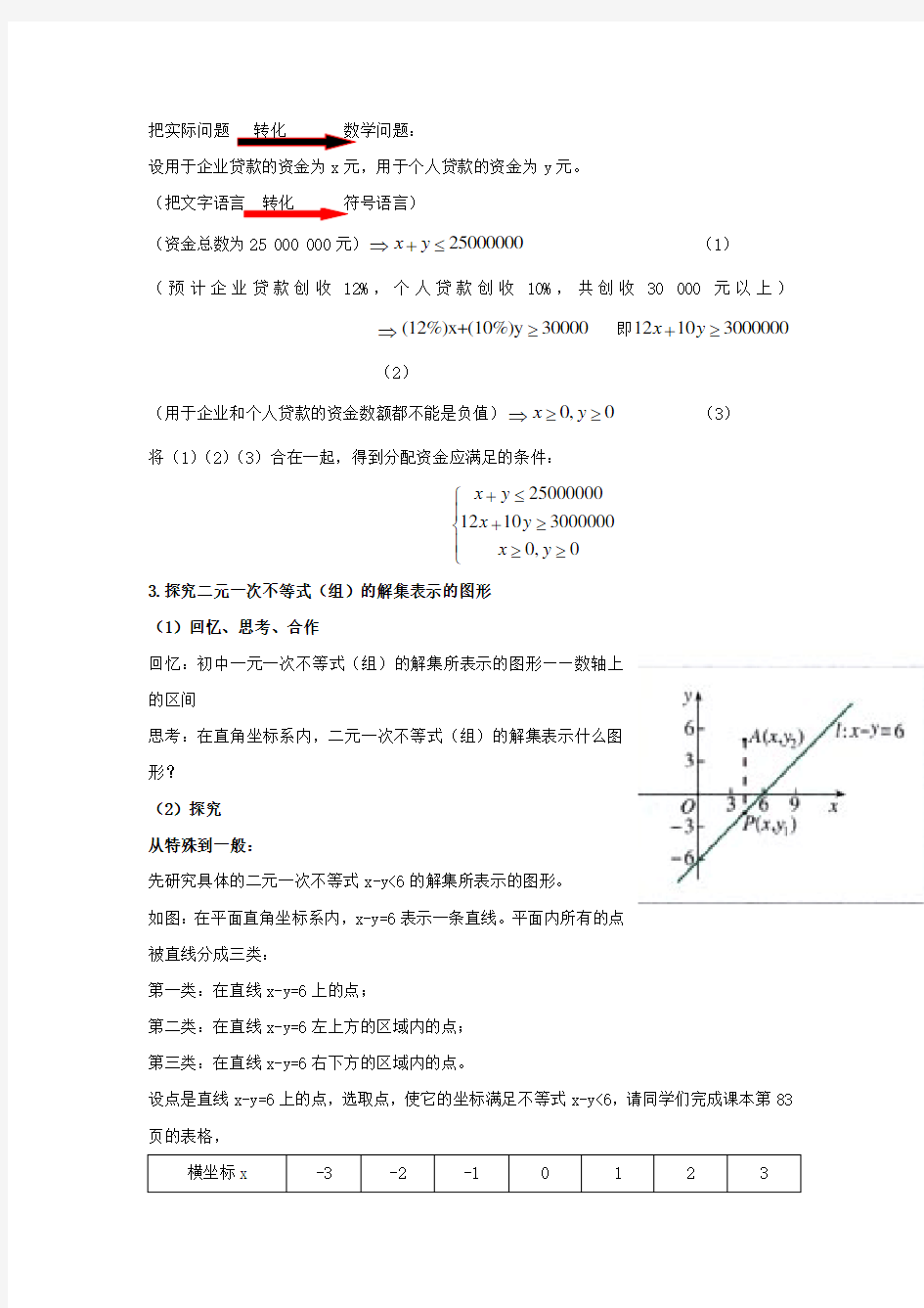 3.3 二元一次不等式(组)与简单的线性规划问题(优秀经典公开课比赛教案)