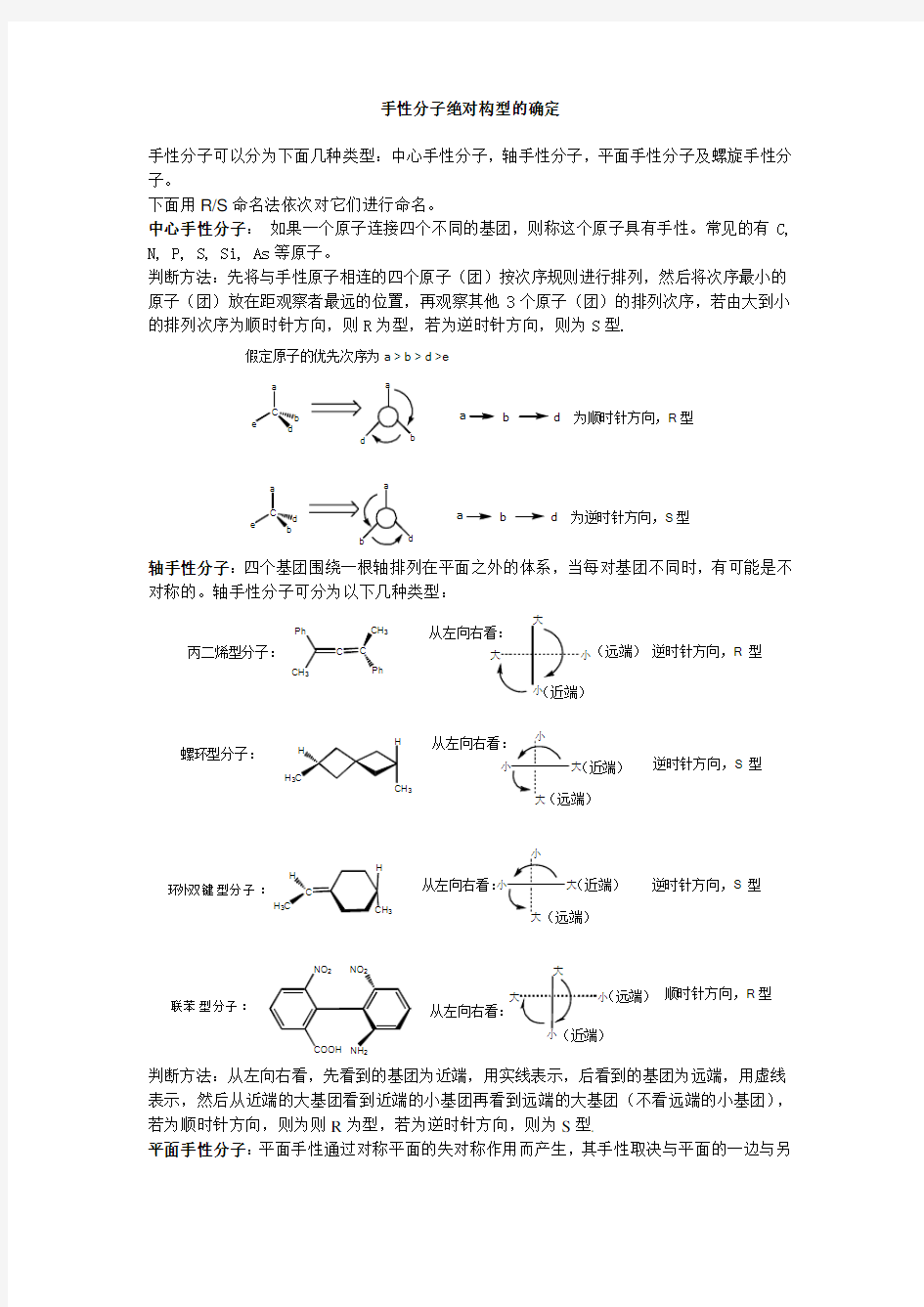 手性分子绝对构型的确定