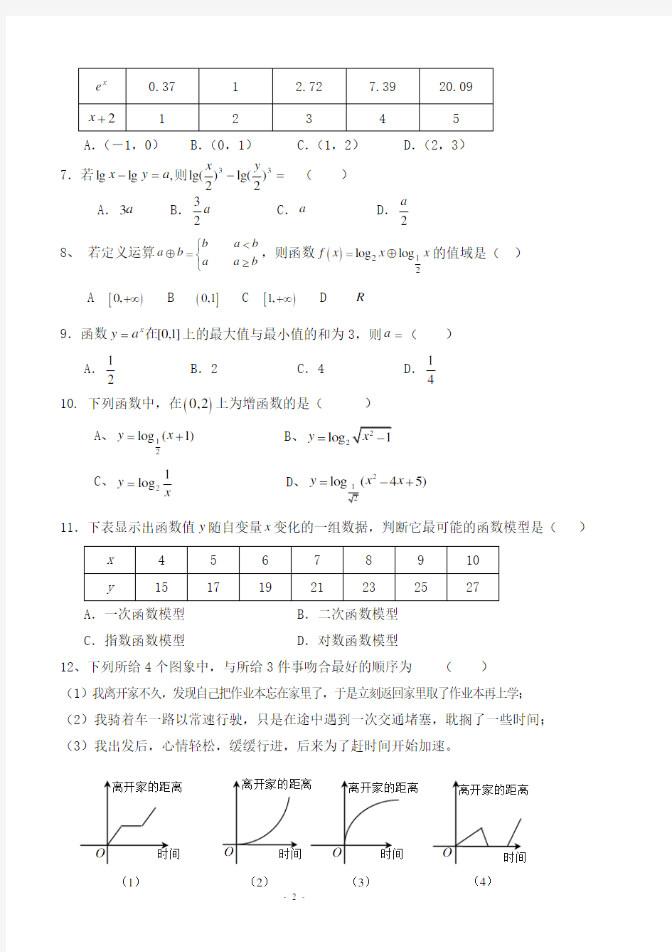 高一数学必修1第一章测试题及答案