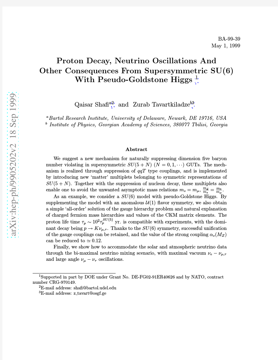 Proton Decay, Neutrino Oscillations And Other Consequences From Supersymmetric SU(6) With P