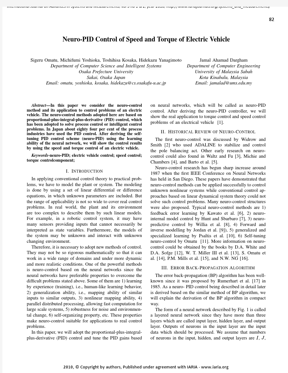 Neuro-PID Control of Speed and Torque of Electric Vehicle