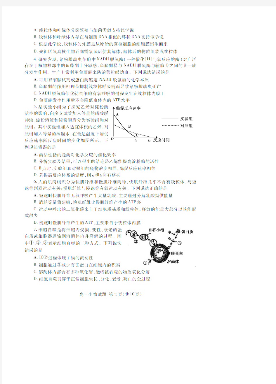 高三上学期期中考试生物试题