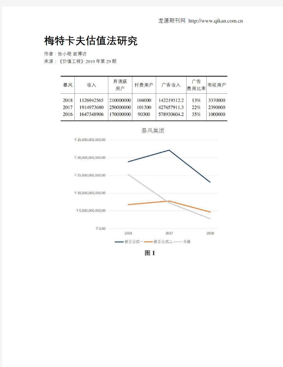 梅特卡夫估值法研究