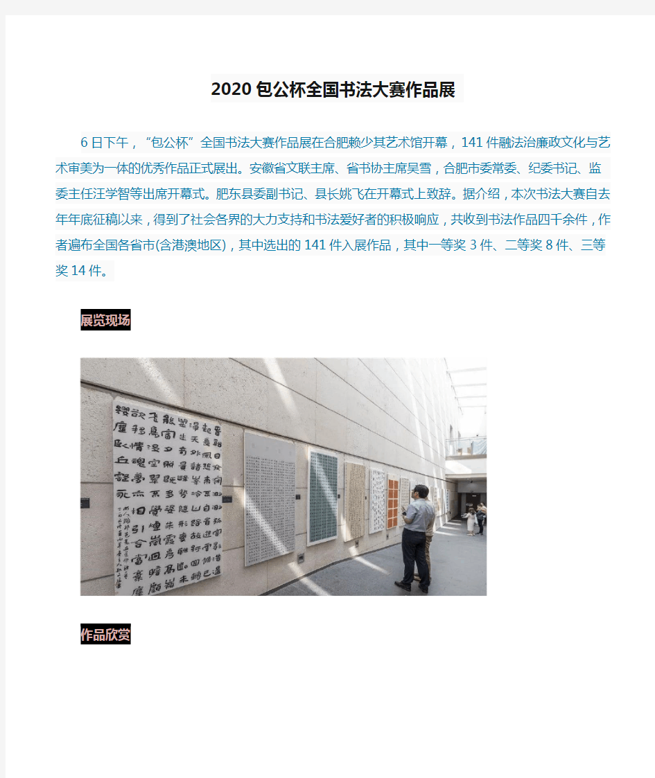 2020包公杯全国书法大赛作品展