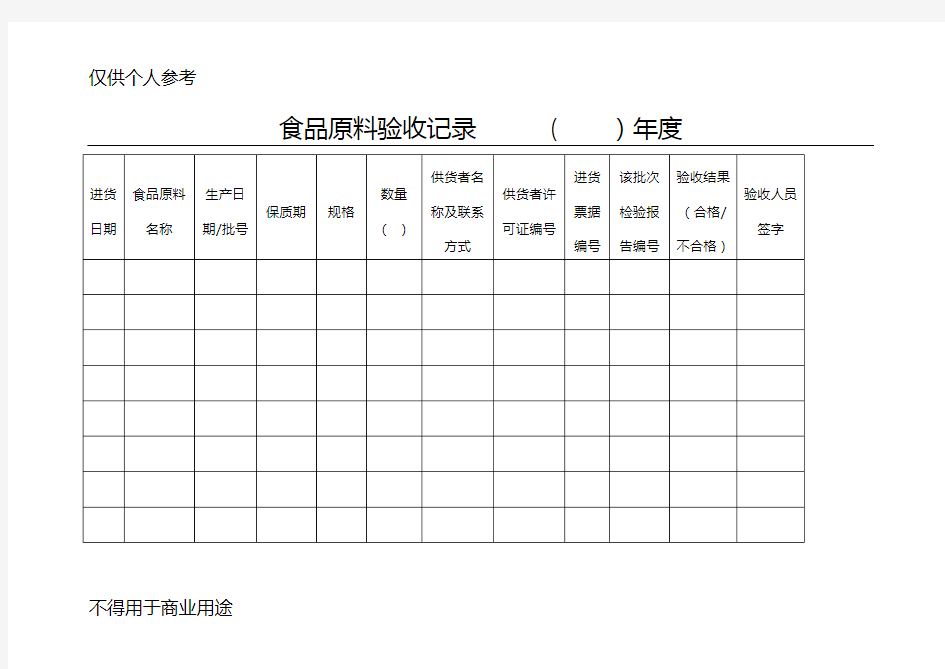 食品原料验收记录