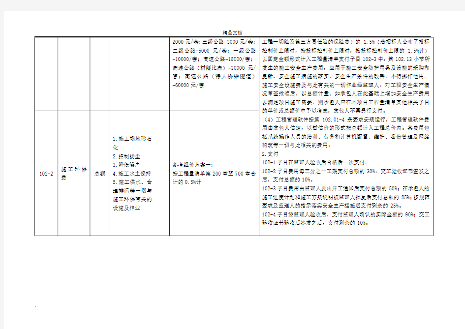 公路工程工程量清单解析及计量支付