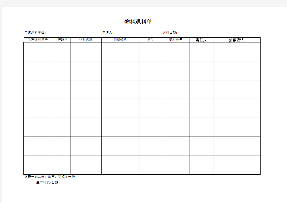 物料退料单