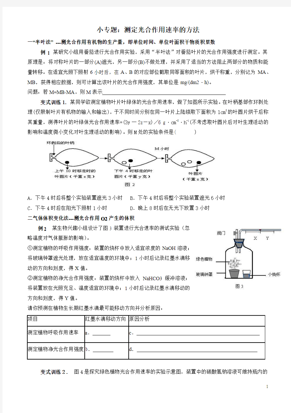 测定光合作用速率的方法2(含答案)[1]