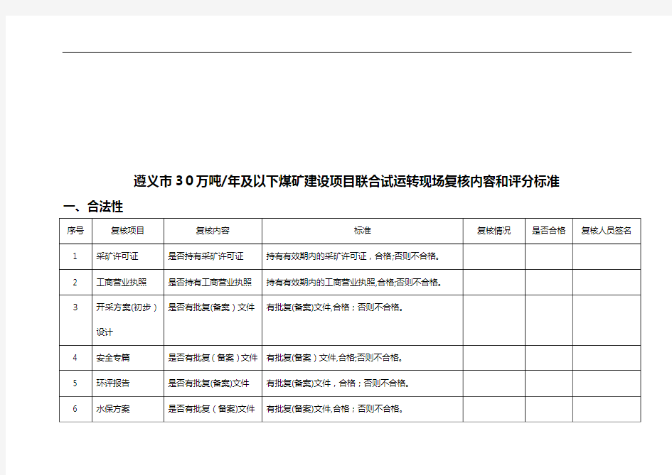 煤矿建设项目联合试运转现场复核标准