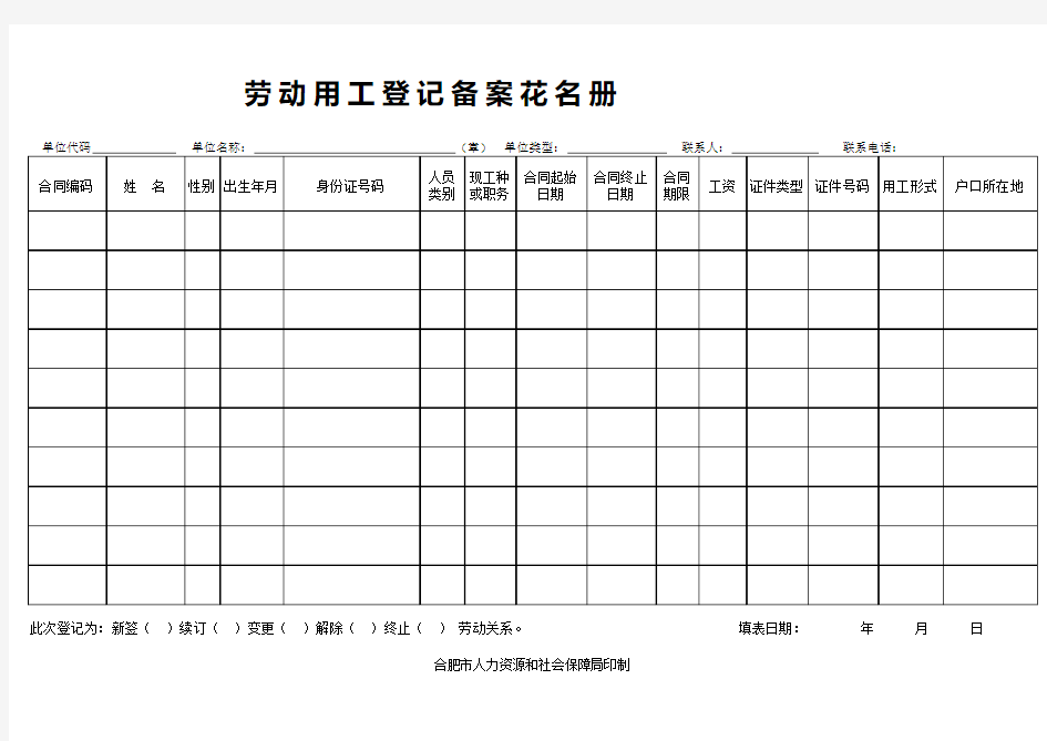 劳动用工登记备案花名册