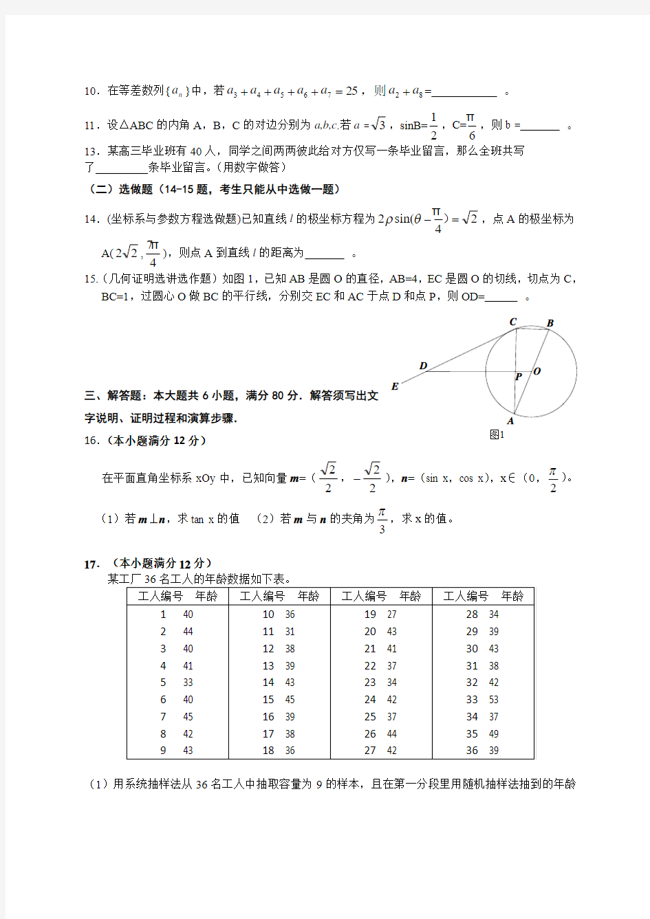 2015年全国高考理科数学试题及答案-广东卷