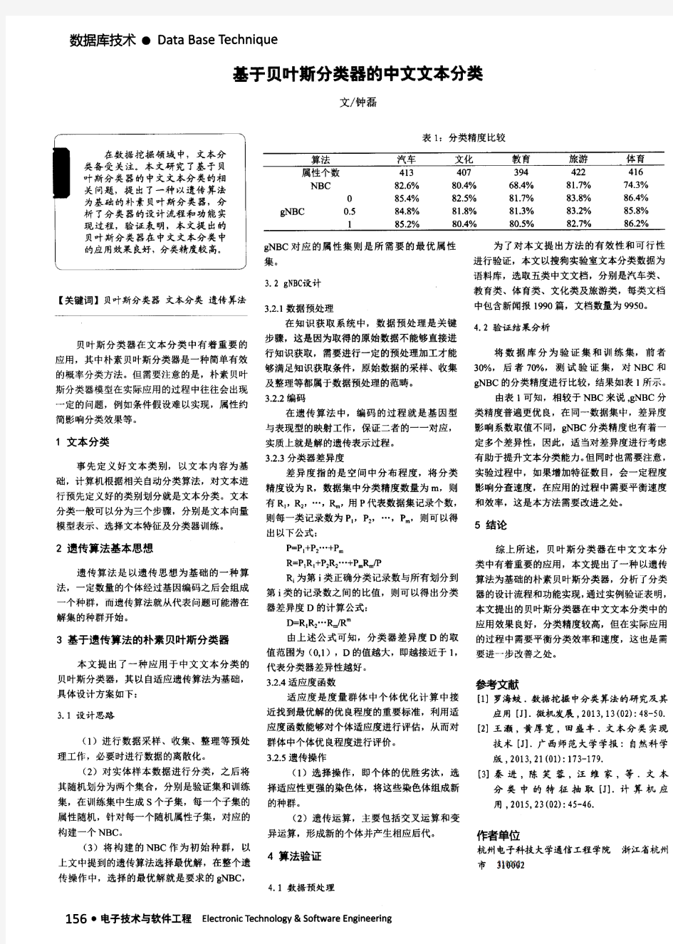 基于贝叶斯分类器的中文文本分类